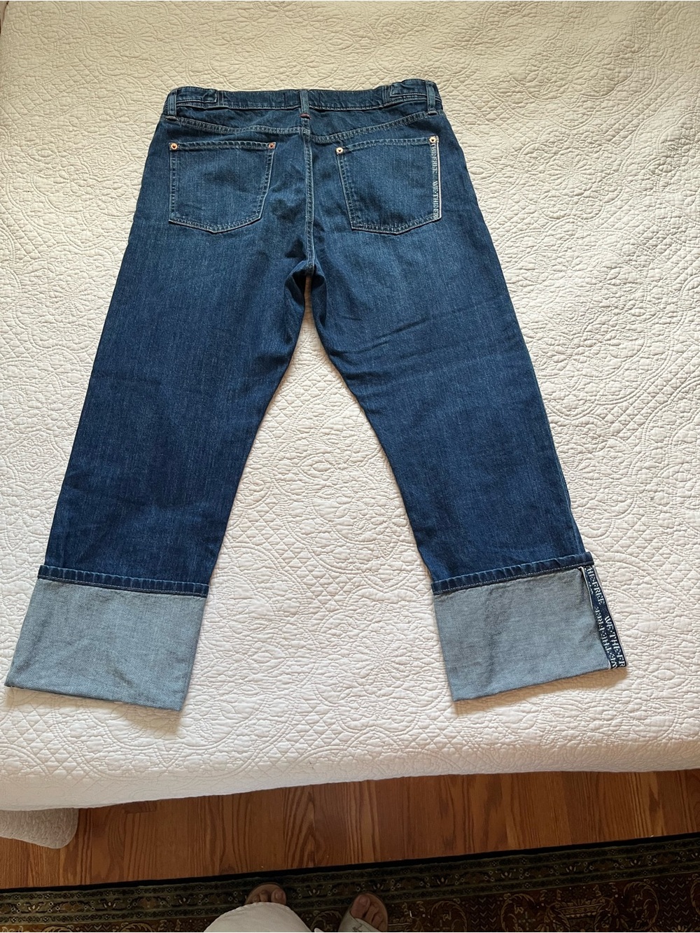 FREE PEOPLE We the Free Slim Selvedge Wide Cuffed Jeans 32 - Picture 8 of 16